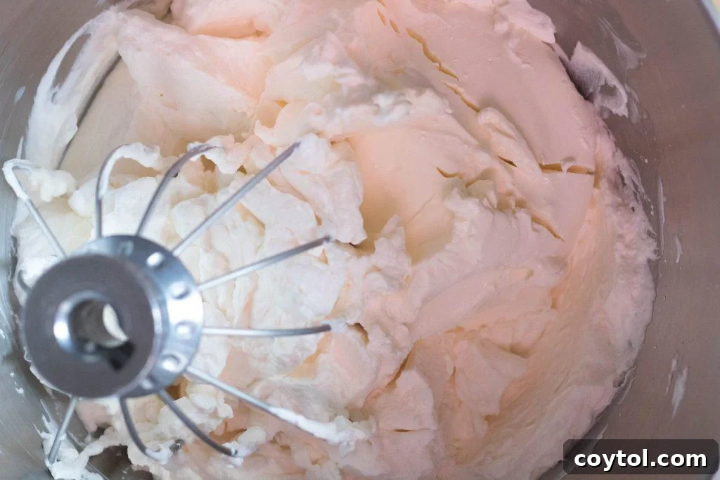 Whipped mascarpone cream mixture for tiramisu