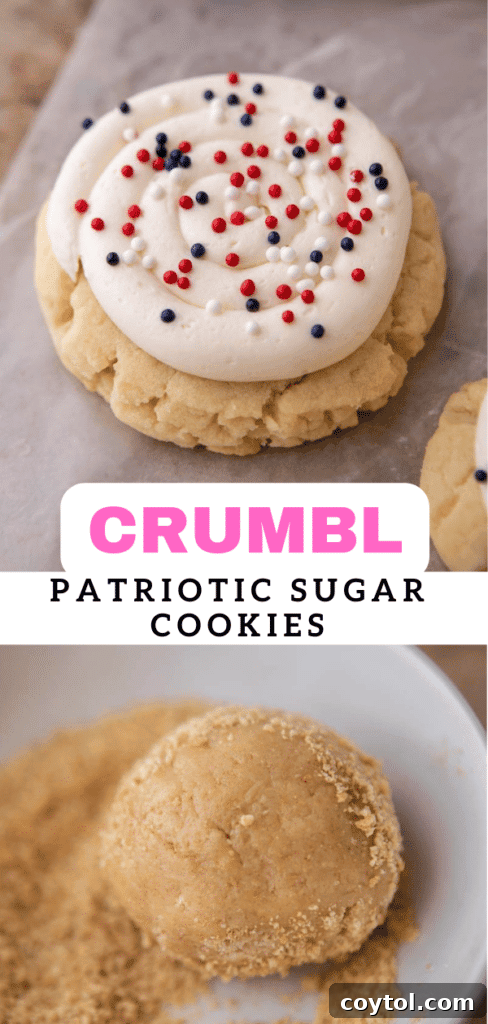 Crumbl All-American Birthday Cake Cookies 14 Close up of patriotic Crumbl sugar cookies with red, white, and blue frosting