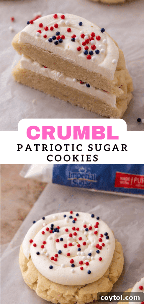 Crumbl All-American Birthday Cake Cookies 15 Crumbl patriotic sugar cookies arranged artfully on a white surface