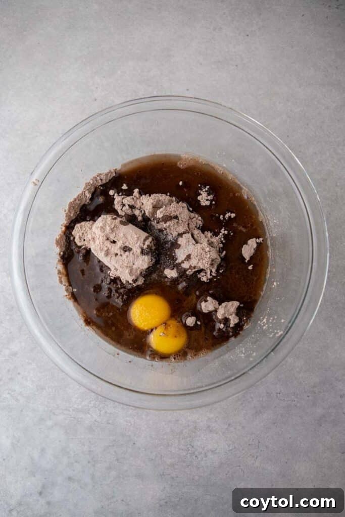 Wet ingredients in a bowl