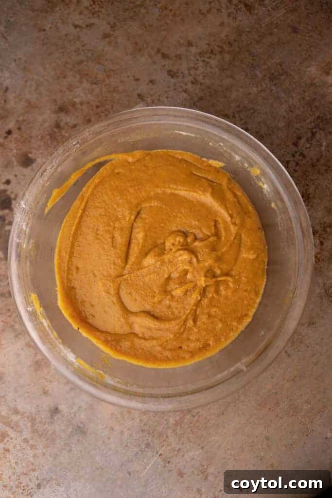 Pumpkin bread batter in bowl