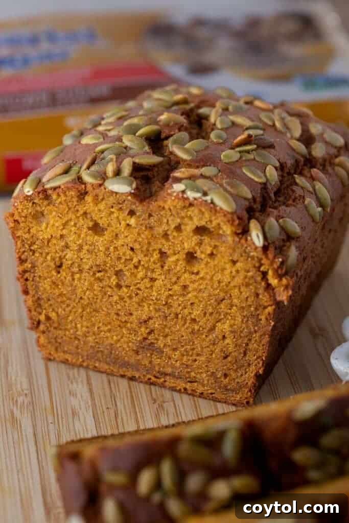Starbucks pumpkin bread sliced in half