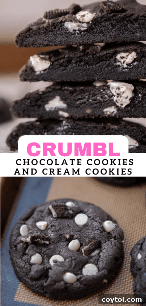 Crumbl Chocolate Cookie Cream Bliss 15 Crumbl chocolate cookies and cream cookies stack with milk