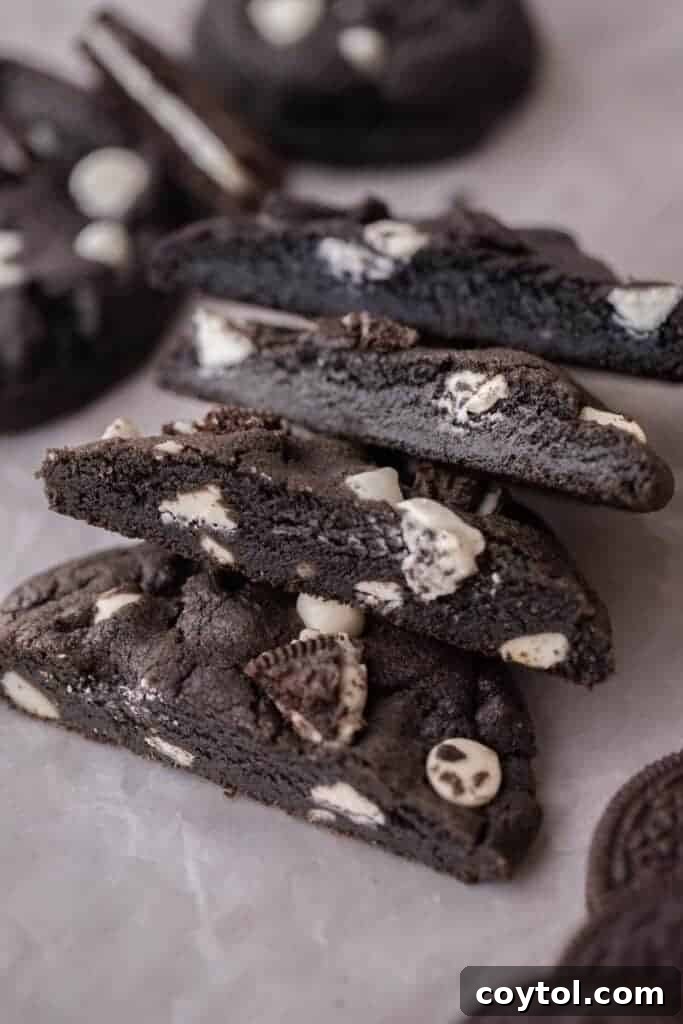 Crumbl Chocolate Cookie Cream Bliss 4 Freshly baked Crumbl Chocolate Cookies and Cream Cookies ready to enjoy