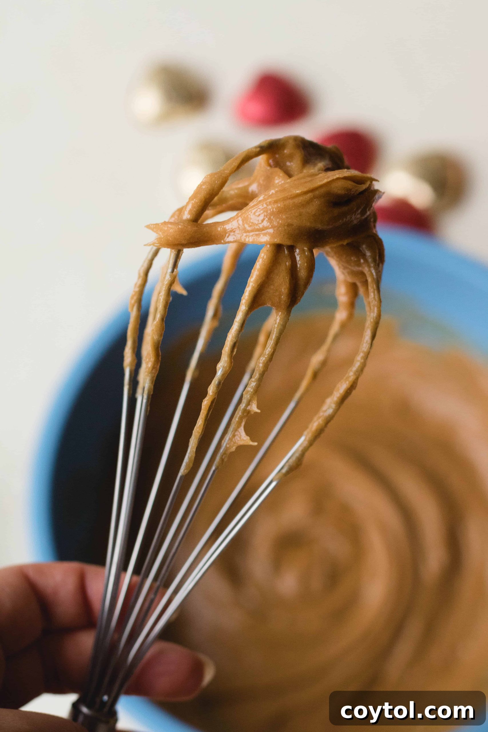 Reese's Heart Peanut Butter Blondies 6 Rich peanut butter blondies batter ready for baking