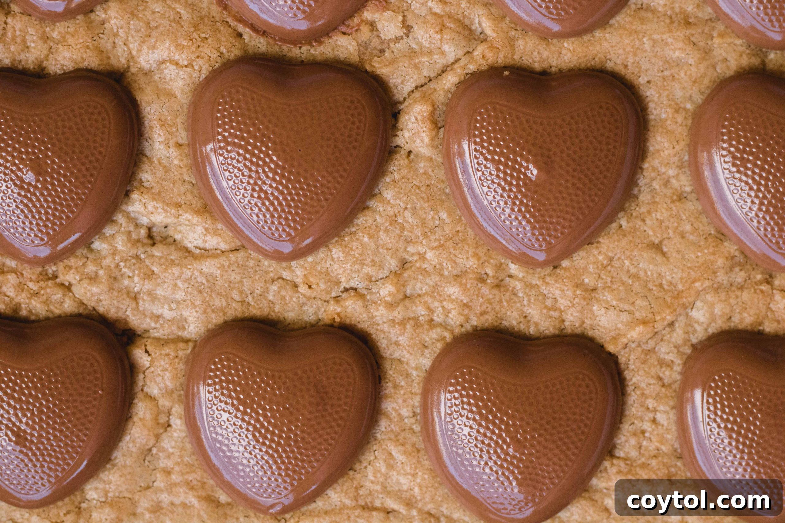 Reese's Heart Peanut Butter Blondies 8 Homemade peanut butter blondies with melted Reese's chocolate hearts