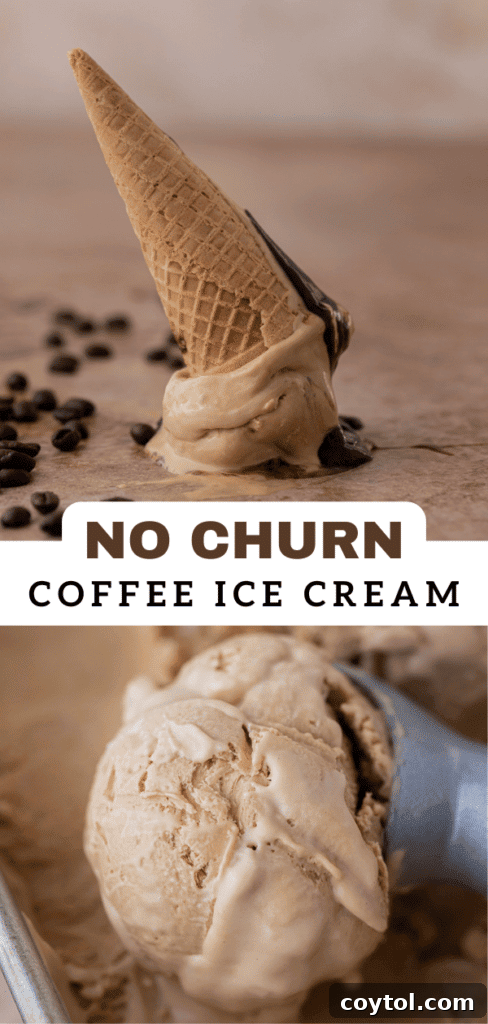 A beautifully styled image of no-churn coffee ice cream, perfect for pinning on Pinterest.