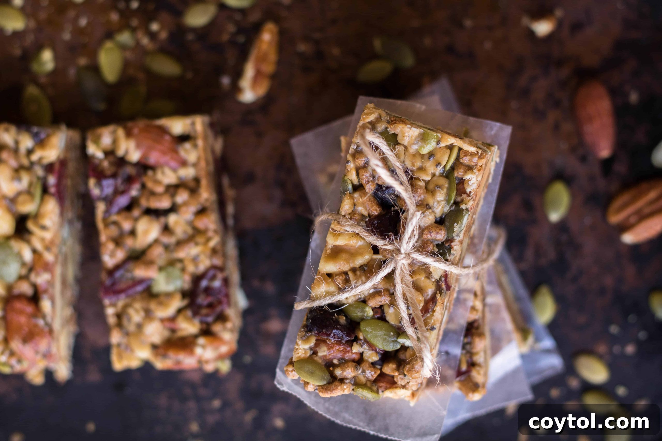 A vibrant selection of ingredients laid out for making healthy trail mix energy bars.
