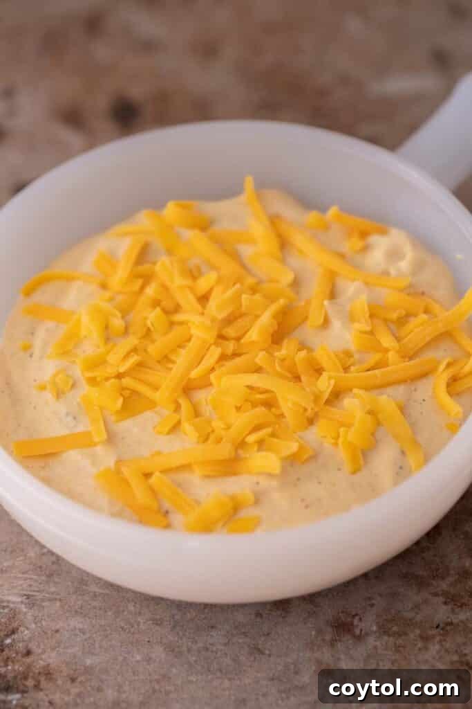 A bowl of creamy cottage cheese queso, garnished with fresh green onions, inviting to be dipped.