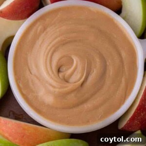 Overhead shot of caramel dip for apples