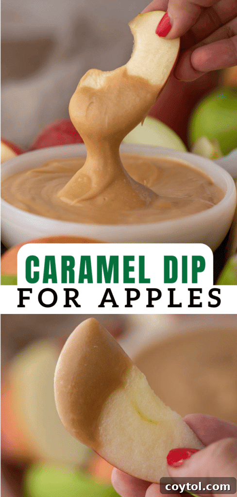 Three different images showcasing homemade caramel sauce with apples, emphasizing its versatility and appeal.