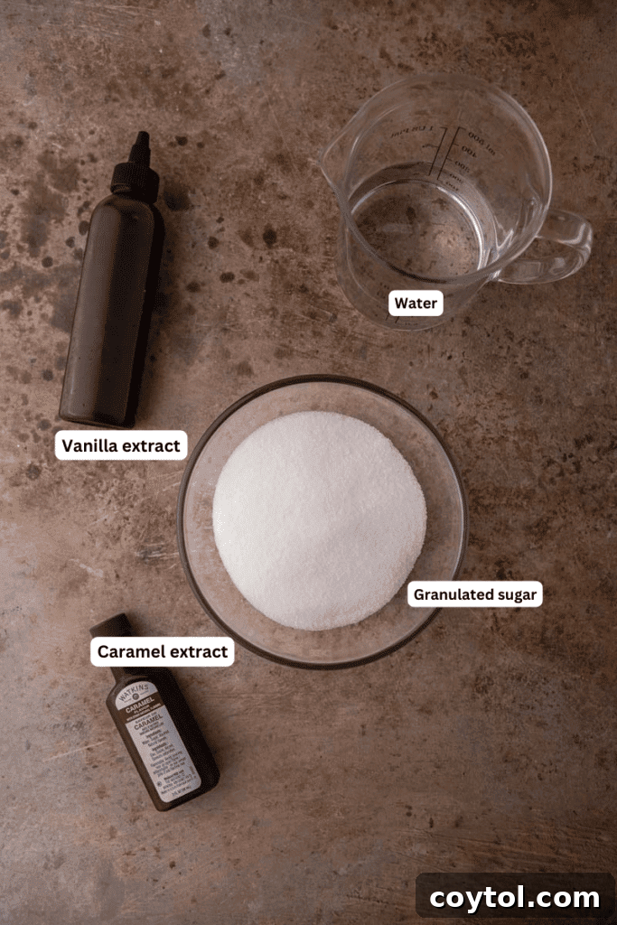 Ultimate Homemade Caramel Coffee Syrup 3 Ingredients on the counter