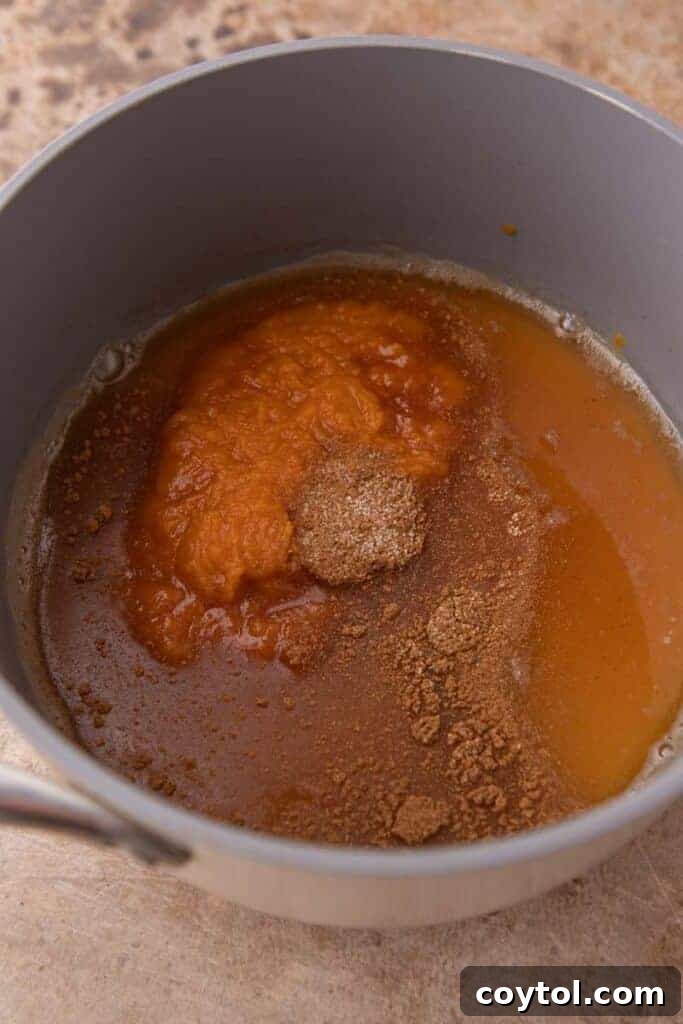 Wet ingredients in a pot