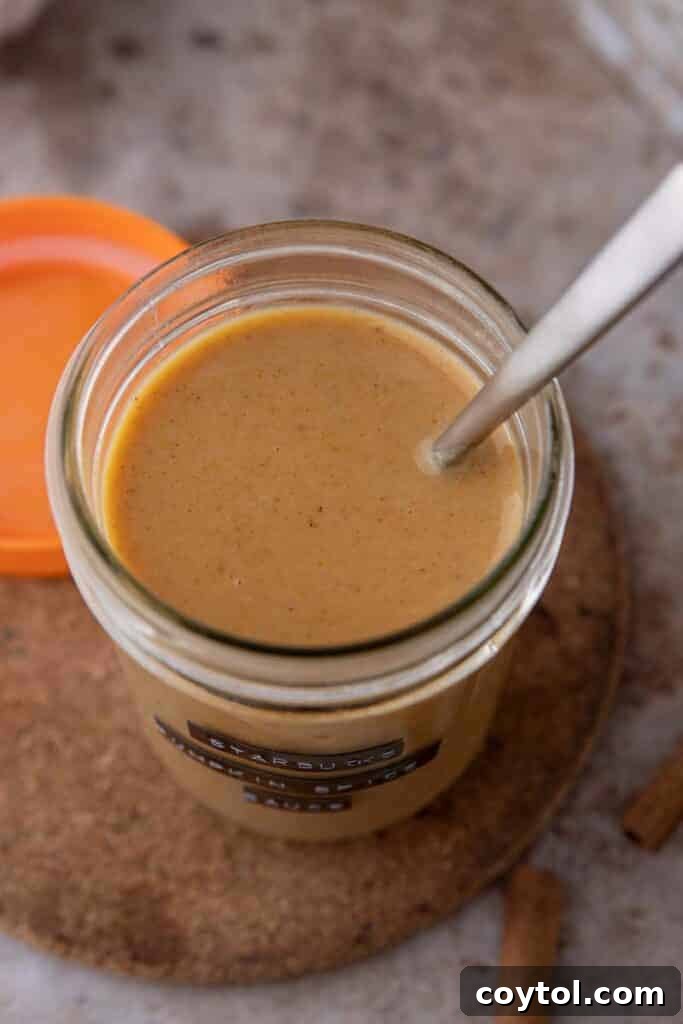 Jar full of pumpkin spice sauce 