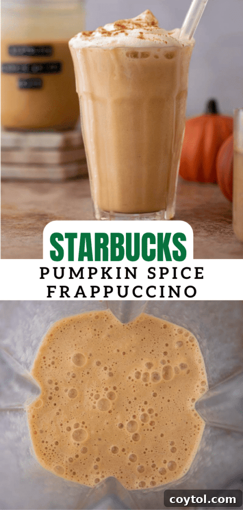 Simple recipe for a homemade Starbucks pumpkin spice frappuccino, ideal for social sharing.