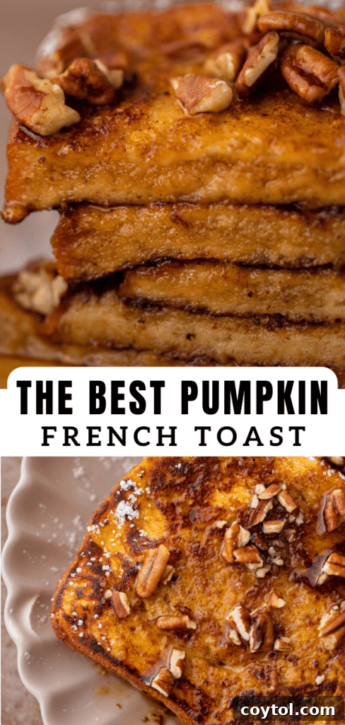 Effortless Pumpkin French Toast Delight 12 Pumpkin French Toast recipes - a close-up image of a perfectly cooked slice with toppings.