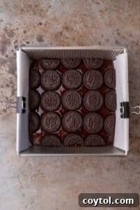 Oreo layer on top of brownie layer