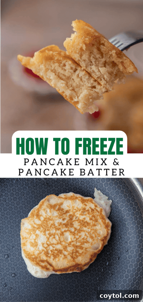 Pinterest collage showcasing various frozen pancake options and storage tips, optimized for sharing on social platforms.
