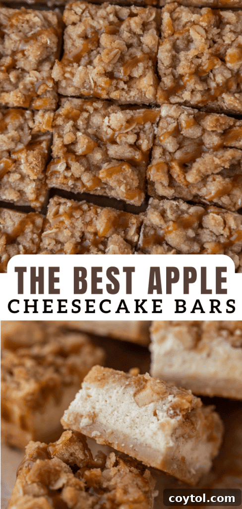 Easy apple cheesecake bars recipe, a must-try fall treat to bookmark.