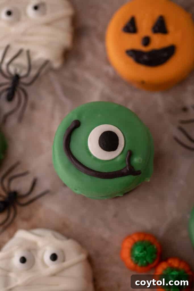Spooktacularly Simple Chocolate Covered Halloween Oreos 11 Green monster Oreo cookies