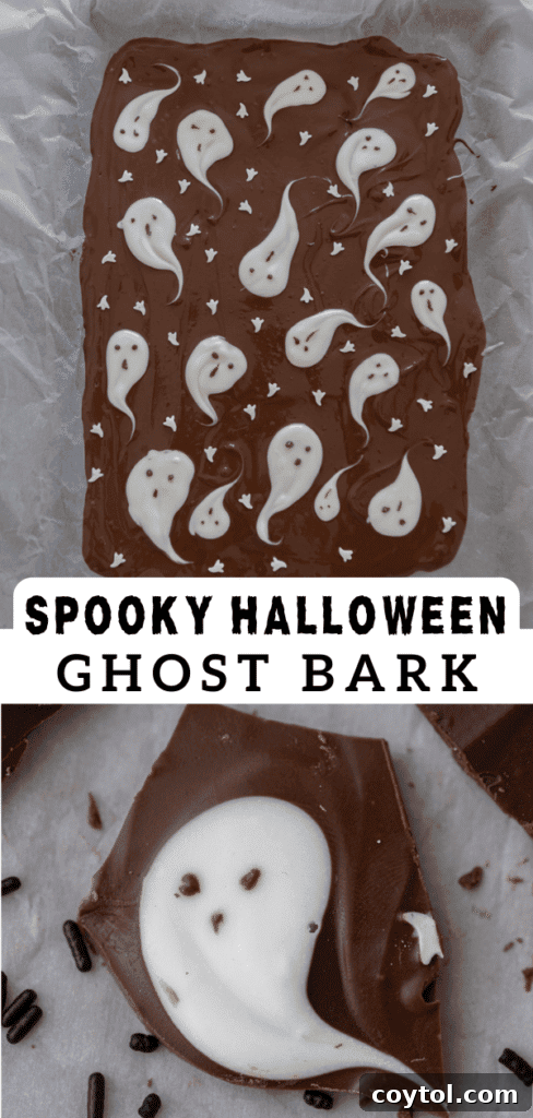 Hauntingly Easy 3-Ingredient Halloween Ghost Bark 12 Ghost halloween bark