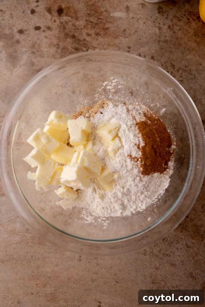 Streusel topping ingredients in a bowl