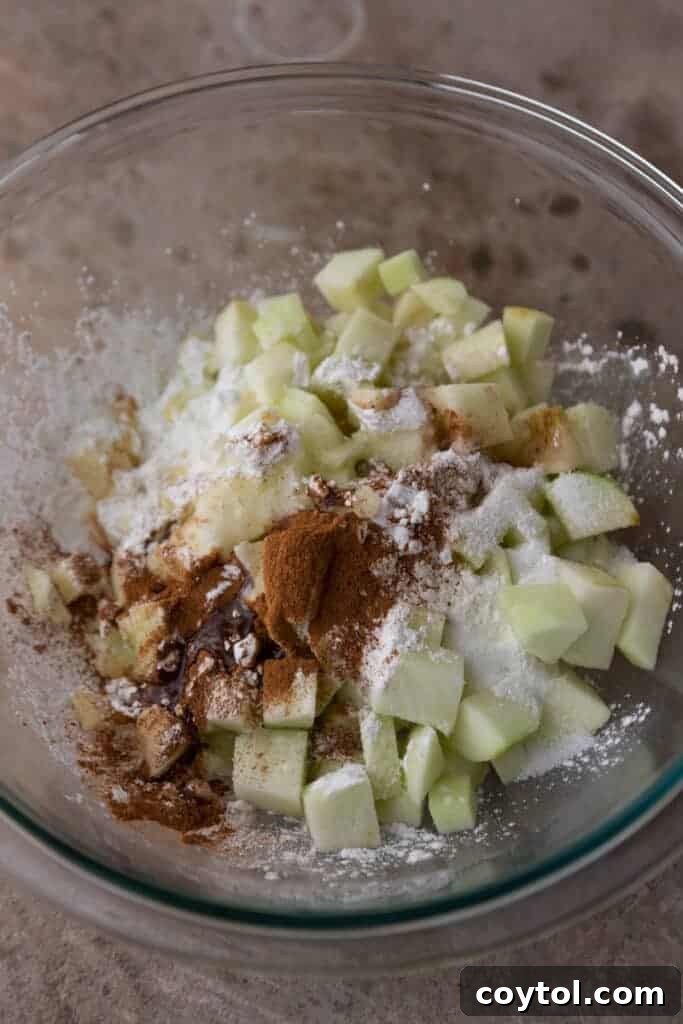 ingredients for pie filling in a bowl