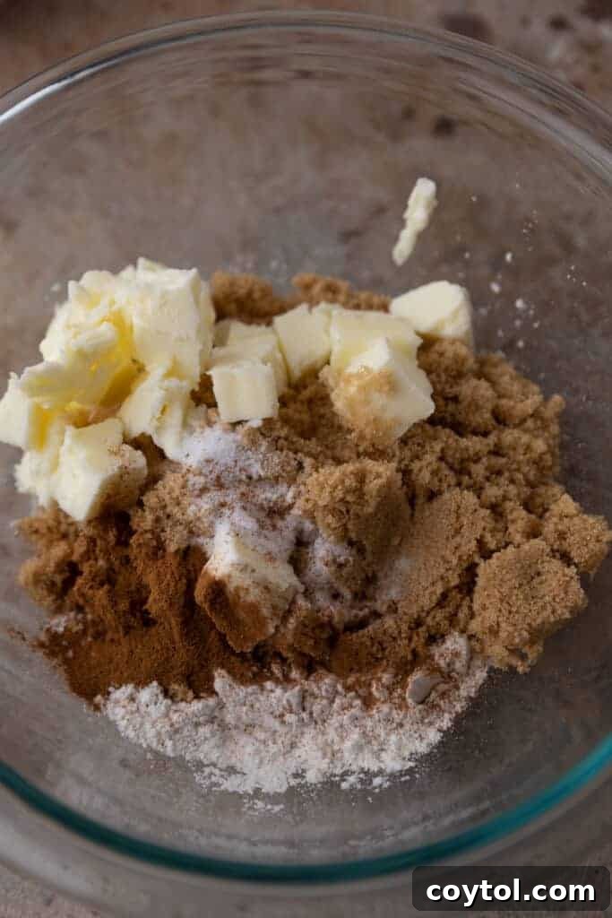 ingredients for crumble topping in a bowl