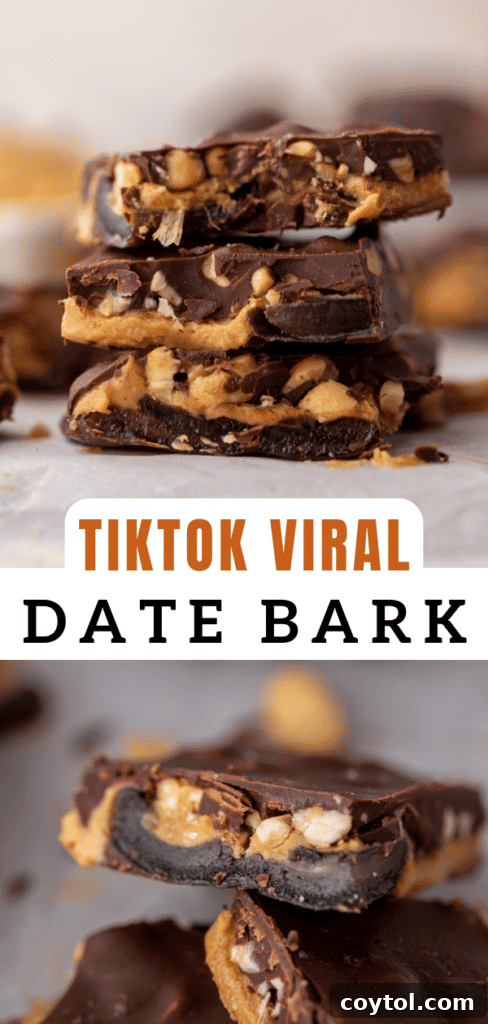 Pinterest recipe collage for date bark