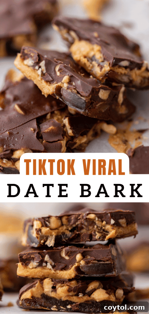 Pinterest collage for healthy date bark snack