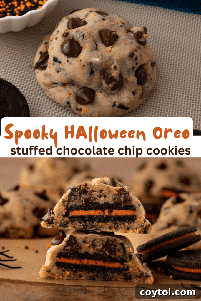 Halloween Oreo stuffed chocolate chip cookies