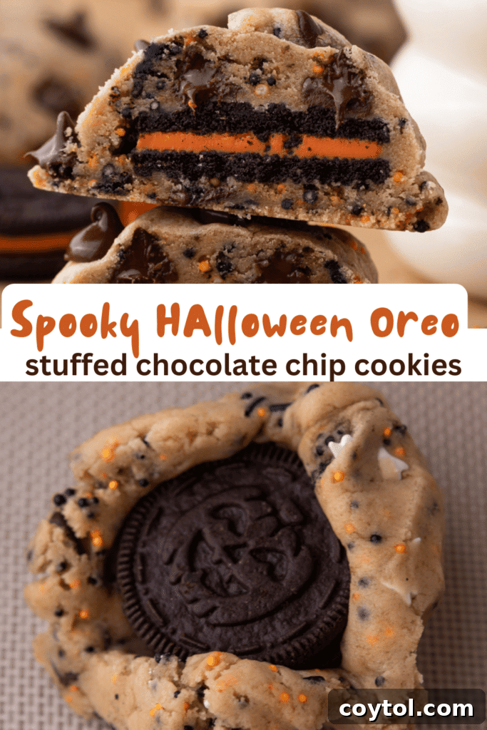 Halloween Oreo stuffed chocolate chip cookies