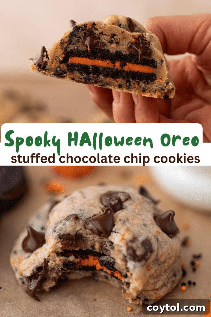 Halloween Oreo stuffed chocolate chip cookies