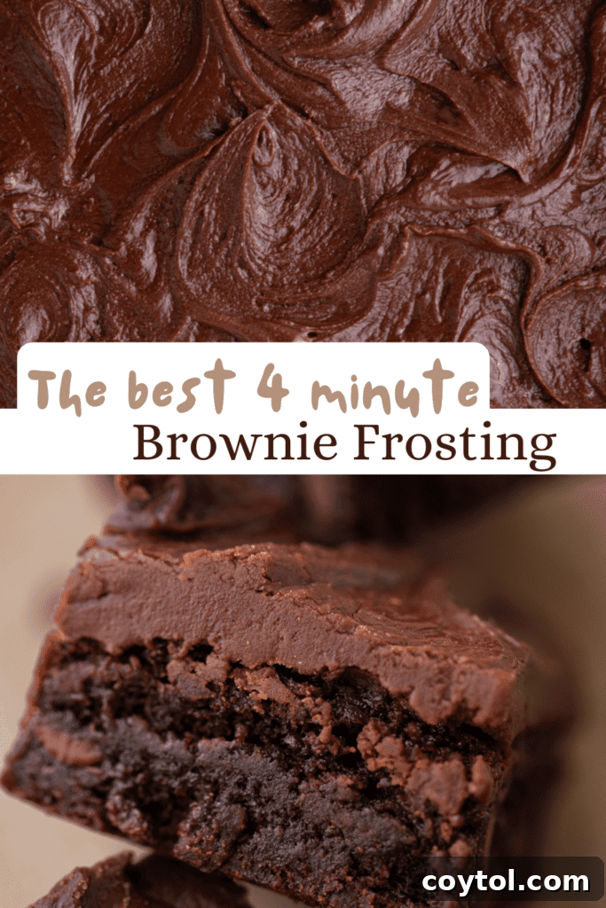 The 4-Minute Frosting Hack for Brownies 16 A generous amount of thick, dark chocolate frosting for brownies, perfect for topping any sweet treat.