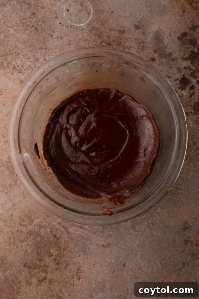 The 4-Minute Frosting Hack for Brownies 10 The fully mixed and finished brownie frosting recipe mixture, smooth and ready to be spread.