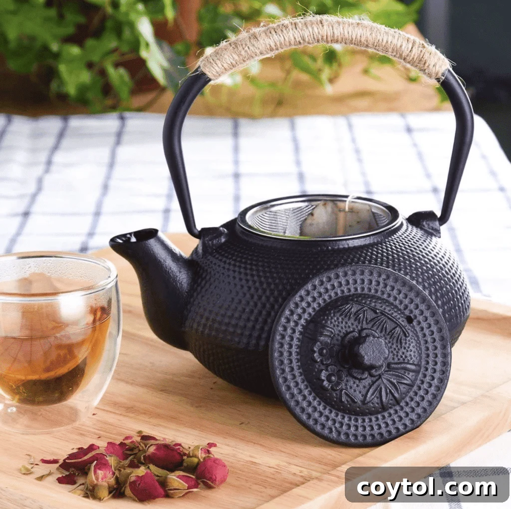 Brewing Joy: Gifts for Every Tea Lover 15 Suyika Japanese Tetsubin cast iron teapot with intricate design.