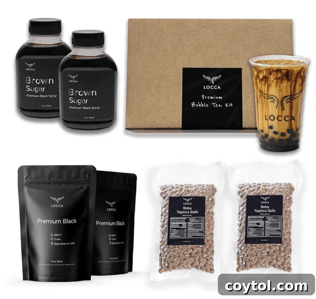 Brewing Joy: Gifts for Every Tea Lover 20 Brown Sugar Boba Tea Kit for making boba at home.