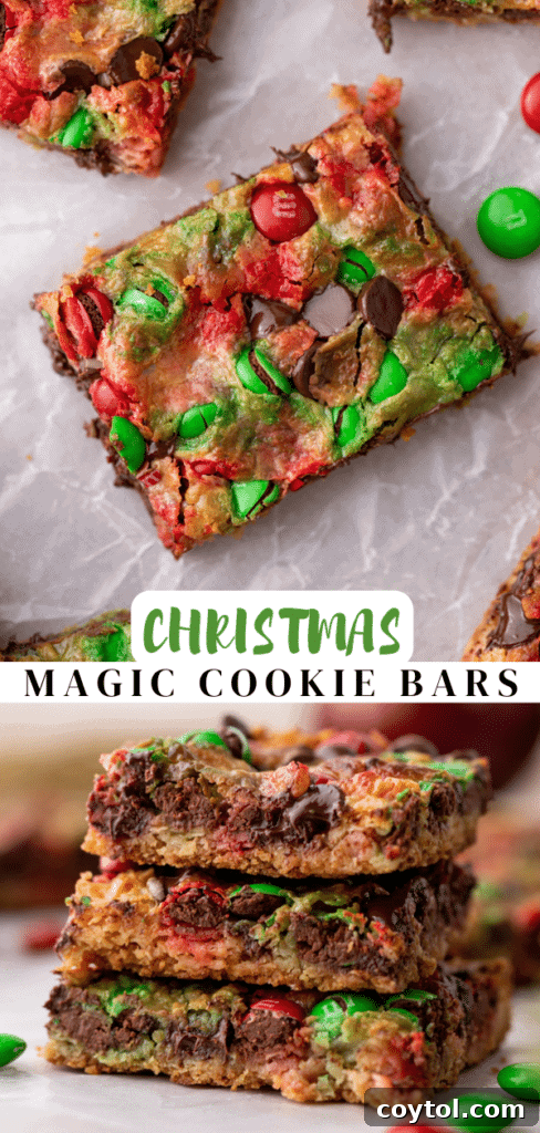 Christmas Magic Cookie Bars on a festive platter