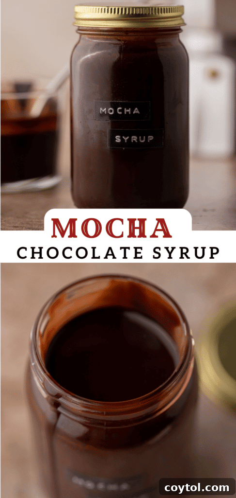 Whip Up Perfect Homemade Mocha Syrup 11 Pinterest collage highlighting the ease and deliciousness of this mocha coffee syrup recipe.
