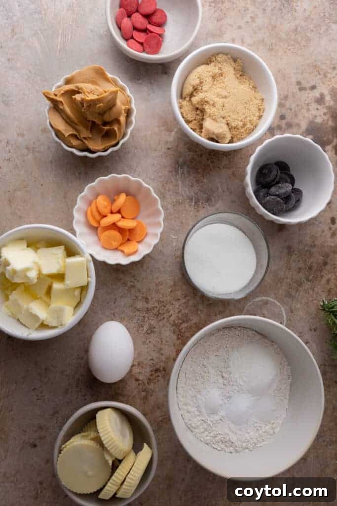 ingredients for the melted snowman peanut butter cookie