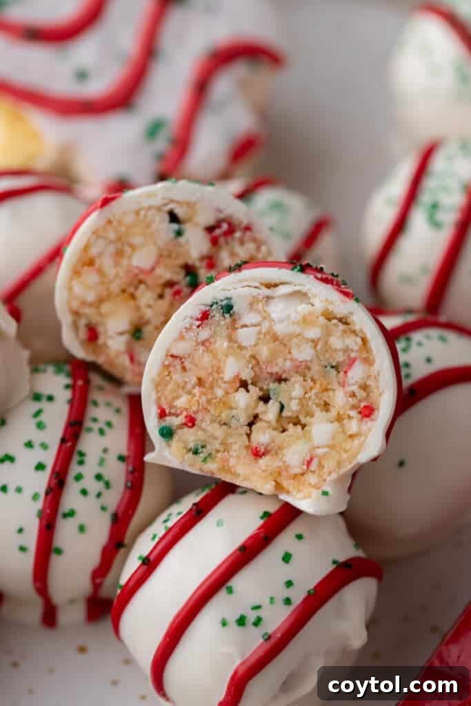 Whip Up Little Debbie Christmas Tree Cake Truffles No Baking Required 13 close up of the middle of the little debbie christmas tree cakes truffles split in half