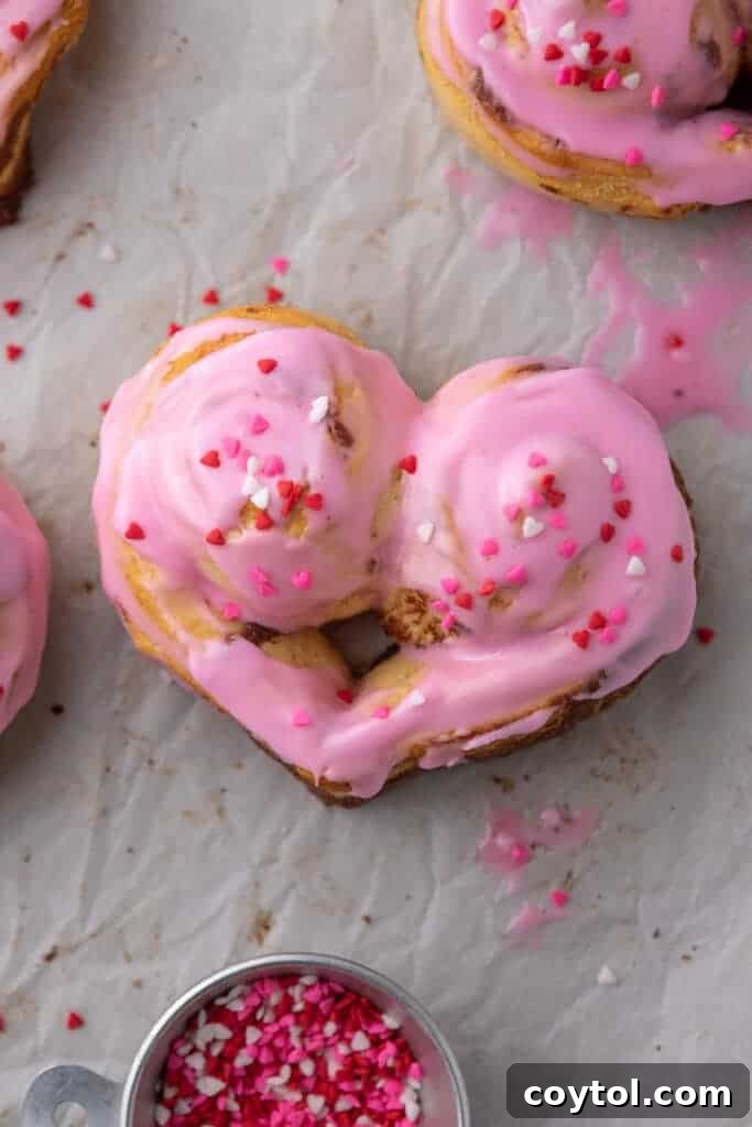 Valentine's day heart cinnamon rolls