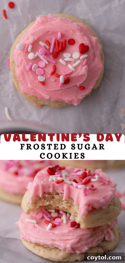A third vertical Pinterest pin image showcasing delicious Valentine's Day Sugar Cookies