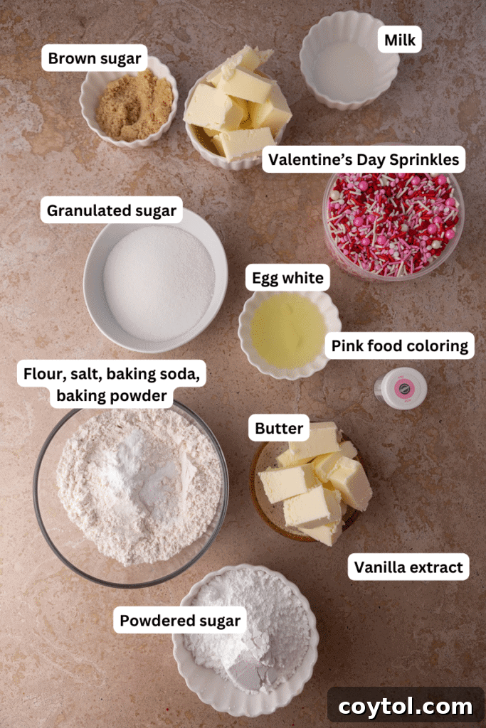 Assortment of fresh baking ingredients laid out on a kitchen counter, ready for mixing