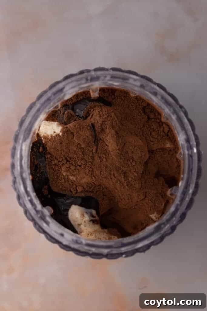 unmixed ingredients in a blender