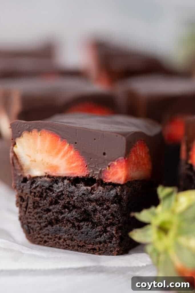 Chocolate covered strawberry brownies