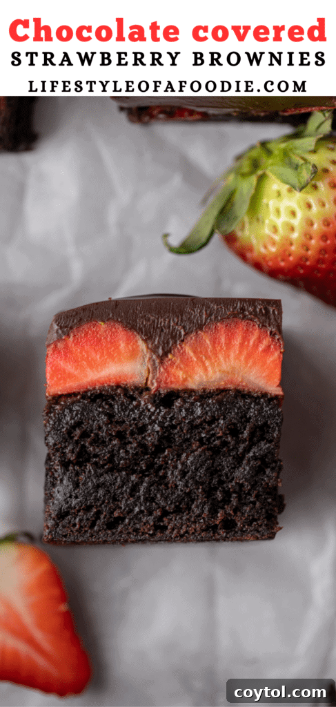 Chocolate covered strawberry brownies