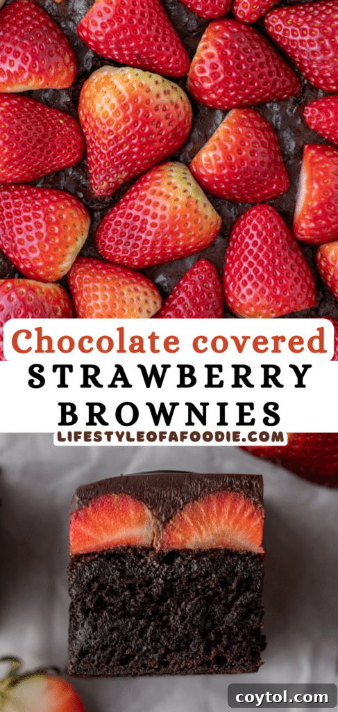 Chocolate covered strawberry brownies