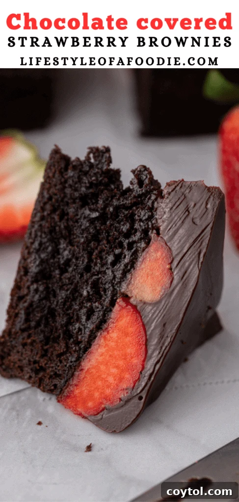 Chocolate covered strawberry brownies