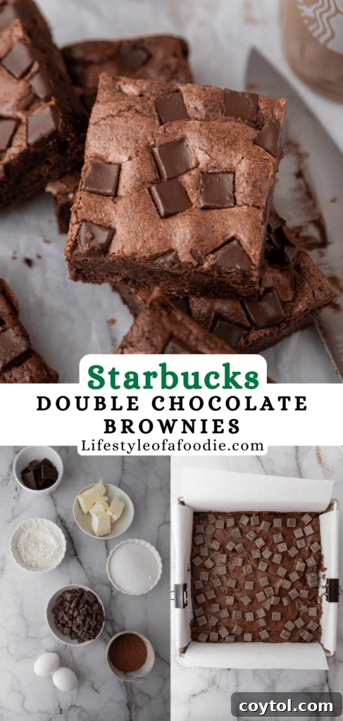 pinterest pin for the starbucks brownies recipe